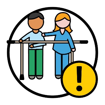 A non-registered provider trying to assist a participant with a complex task. Next to them is a problem icon.