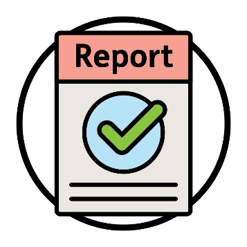 A report document showing a tick.