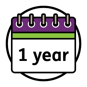 A calendar that says 'One year'.