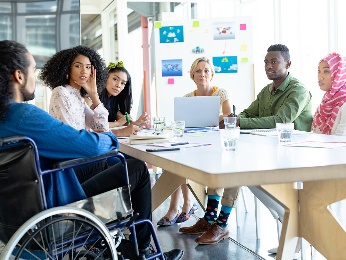 A group of members working together in an office. 