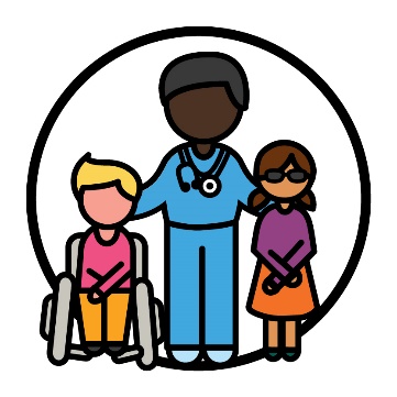 A health care worker supporting 2 children with disability.