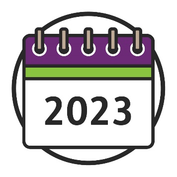 A calendar saying 2023.