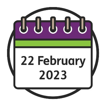 A calendar that says '22 February 2023'.