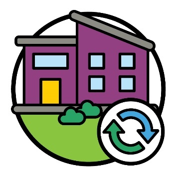 A home with a change icon.