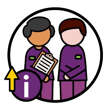 2 NDIA workers. Next to them is an information icon with an arrow pointing up.