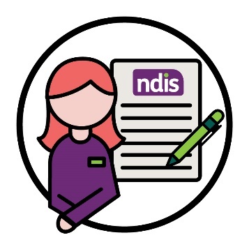 A NDIA worker and a NDIS document.