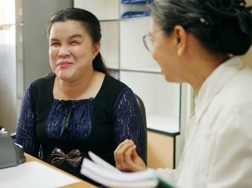 A person with disability at a job interview.