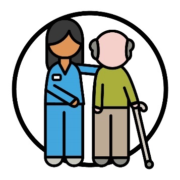 A healthcare professional supporting an older person.