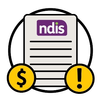 An NDIS plan, a dollar sign and an importance icon.