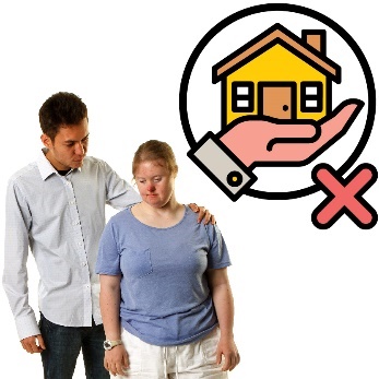 A carer supporting a participant beneath a home and living supports icon and a cross.