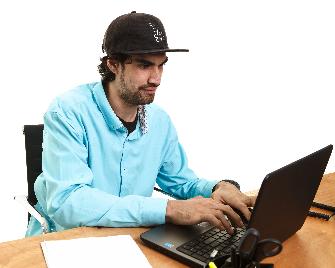 A participant using a laptop.