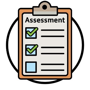 An assessment document showing a list of 3 items and 2 ticks.