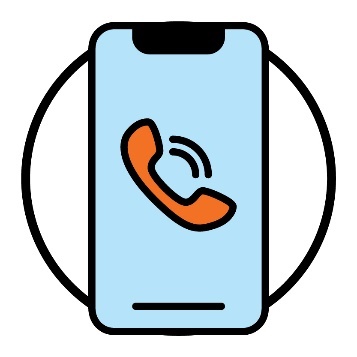 A mobile phone with a call icon on the screen.