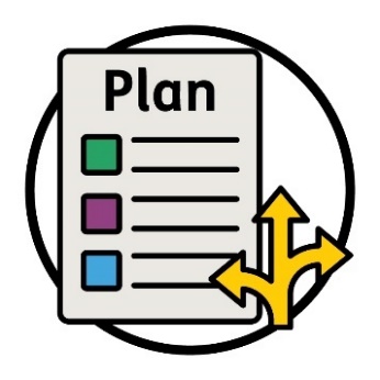 An NDIS plan with an arrow pointing 3 ways.