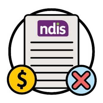 An NDIS document with a cross and a money icon.