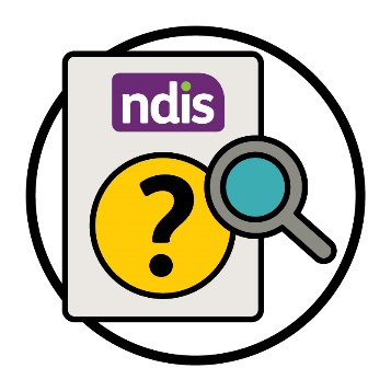An NDIS document with a question mark and magnifying glass.