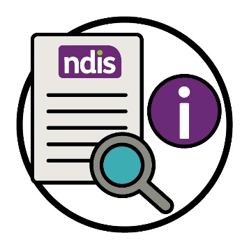 An NDIS document with a magnifying glass and an information icon.