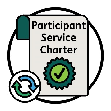 Participant Service Charter icon with a change icon.