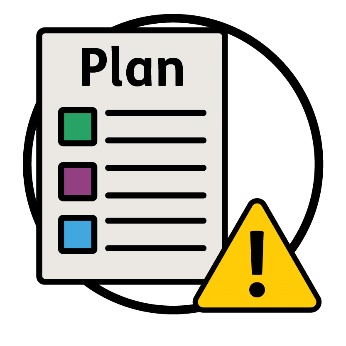 A plan document and a porblem icon.