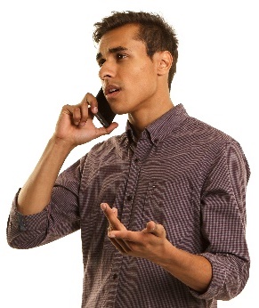 A person having a conversation on the phone.