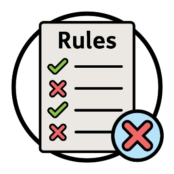 A rules document next to a cross.