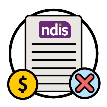 An NDIS document next to a dollar sign and a cross.