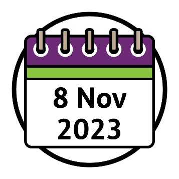 A calendar that says '8 November 2023'.