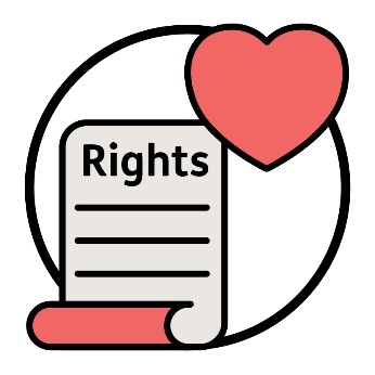 A rights document and a love heart.