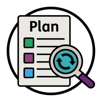 An NDIS Plan with a magnifying glass focused on it. Inside the lens of the magnifying glass is a change icon.