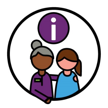 An NDIA worker supporting a participant. Above them is an information icon.