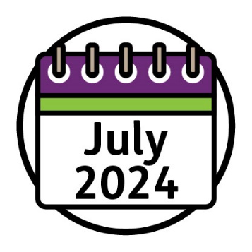 A calendar that reads 'July 2024'.