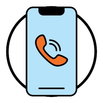 A mobile phone with a call icon on the screen.
