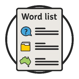 A 'Word list' icon.