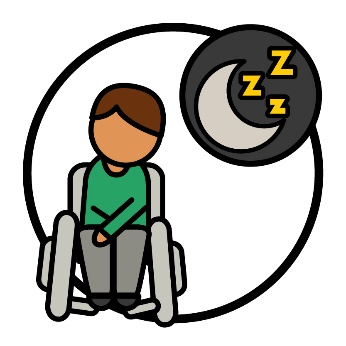 A person sleeping in their wheelchair through the night.