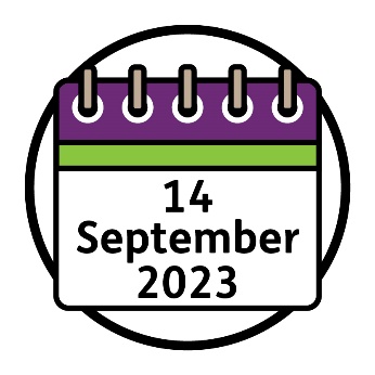 A calendar that reads '14 September 2023'.