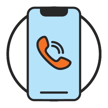 A mobile phone with a call icon on the screen.