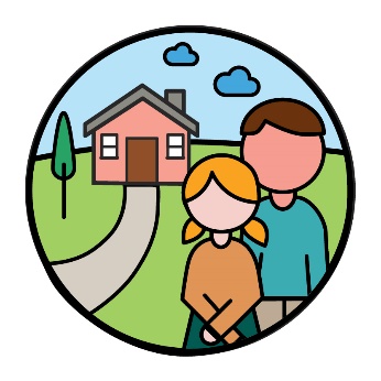 Two people standing in front of a house