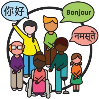 A group of people speaking different languages