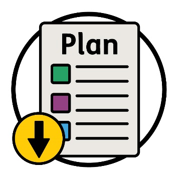 A plan document with a down arrow next to it.