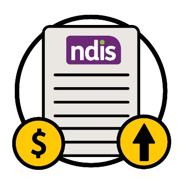 An NDIS document, a dollar sign an arrow pointing up.