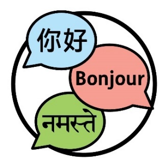 3 speech bubbles that say 'Hello' in 3 different languages.