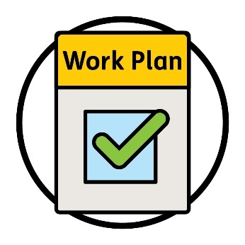 A Work Plan document showing a tick.