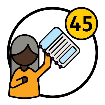 A Reference Group member holding a document and the number '45'.