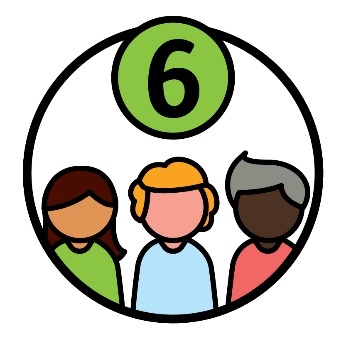 3 people beneath the number '6'.