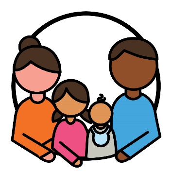 A family of 2 adults, a child and a baby.